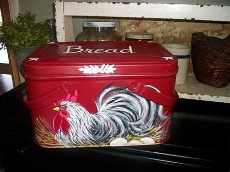 vintage metal bread box with rooster|30 results for vintage rooster bread box .